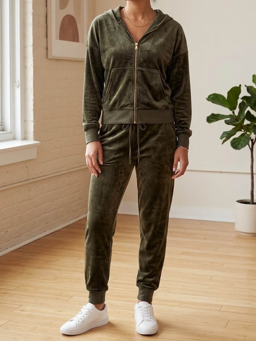 Felina Plush Drawstring Joggers in Dark Brown